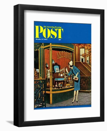 "Antique TV," Saturday Evening Post Cover, October 27, 1962-James Williamson-Framed Premium Giclee Print