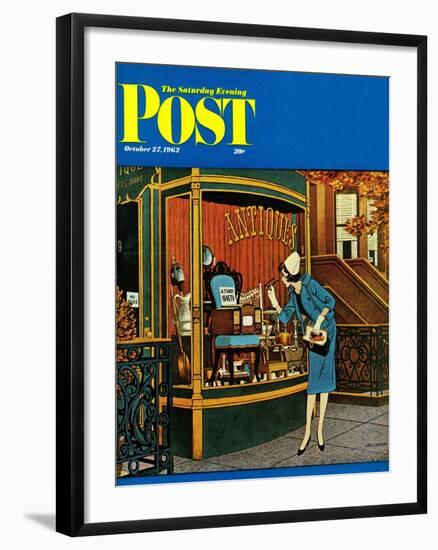 "Antique TV," Saturday Evening Post Cover, October 27, 1962-James Williamson-Framed Giclee Print