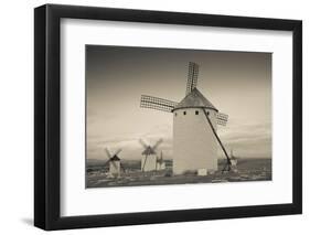 Antique windmills in a field, Campo De Criptana, Ciudad Real Province, Castilla La Mancha, Spain-null-Framed Photographic Print