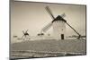 Antique windmills in a field, Campo De Criptana, Ciudad Real Province, Castilla La Mancha, Spain-null-Mounted Photographic Print