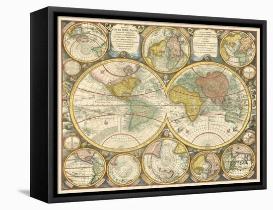 Antique World Globes-null-Framed Stretched Canvas