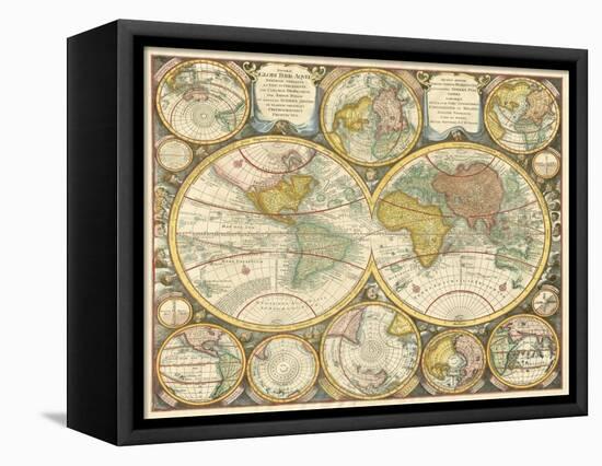 Antique World Globes-null-Framed Stretched Canvas