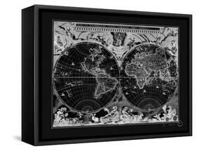 Antique World Map-Adam Shaw-Framed Stretched Canvas