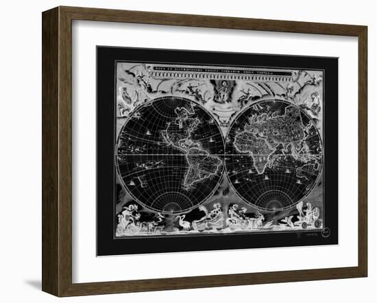 Antique World Map-Adam Shaw-Framed Art Print