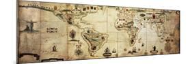 Antique World Planisphere Portolan Map Of Spanish And Portuguese Maritime And Colonial Empire-marzolino-Mounted Art Print