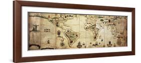 Antique World Planisphere Portolan Map Of Spanish And Portuguese Maritime And Colonial Empire-marzolino-Framed Art Print