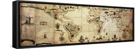 Antique World Planisphere Portolan Map Of Spanish And Portuguese Maritime And Colonial Empire-marzolino-Framed Stretched Canvas