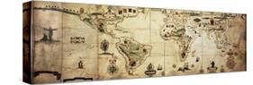 Antique World Planisphere Portolan Map Of Spanish And Portuguese Maritime And Colonial Empire-marzolino-Stretched Canvas