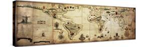 Antique World Planisphere Portolan Map Of Spanish And Portuguese Maritime And Colonial Empire-marzolino-Stretched Canvas