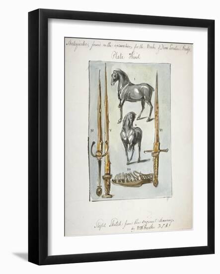 Antiquities Found in the Excavations for the Works of the New London Bridge, 1825-null-Framed Giclee Print