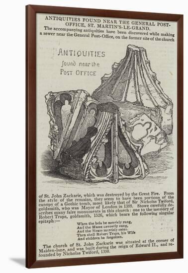 Antiquities Found Near the General Post-Office, St Martin's-Le-Grand-null-Framed Giclee Print