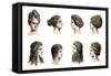 Antiquity Mode. Hairstyle of Women (Top) and Men (Bottom) Showing Different Haircuts in the Period-null-Framed Stretched Canvas