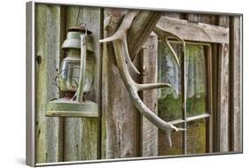 Antlers and Lantern Hanging on Rustic Home, Stehekin, Washington, USA-Jaynes Gallery-Framed Photographic Print