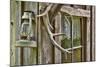 Antlers and Lantern Hanging on Rustic Home, Stehekin, Washington, USA-Jaynes Gallery-Mounted Photographic Print