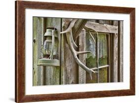 Antlers and Lantern Hanging on Rustic Home, Stehekin, Washington, USA-Jaynes Gallery-Framed Photographic Print