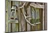 Antlers and Lantern Hanging on Rustic Home, Stehekin, Washington, USA-Jaynes Gallery-Mounted Photographic Print