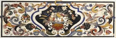 A Florentine Pietra Dura Table Top Centred by a Bowl of Fruit and Flowers (Pietra Dura)-Antoine Auguste Ernest Herbert-Framed Giclee Print