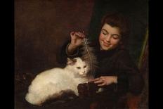 Portrait of a Girl with Cat-Antoine Jean Bail-Art Print