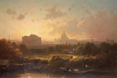 View of Rome at Sunset with St. Peter's and Castel S. Angelo-Antoine Ponthus-cinier-Giclee Print