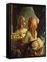 Antoinette Herbert Looking in the Mirror-Jean-François Millet-Framed Stretched Canvas