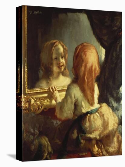 Antoinette Herbert Looking in the Mirror-Jean-François Millet-Stretched Canvas