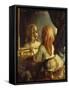 Antoinette Herbert Looking in the Mirror-Jean-François Millet-Framed Stretched Canvas