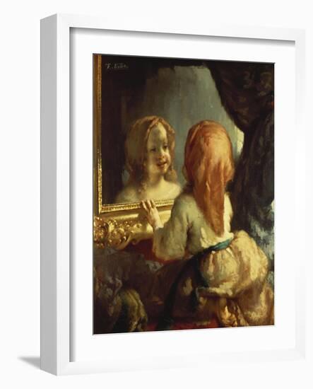 Antoinette Herbert Looking in the Mirror-Jean-François Millet-Framed Giclee Print