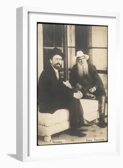 Anton Chekhov Russian Writer with Leo Tolstoy-null-Framed Photographic Print