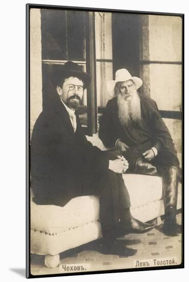 Anton Chekhov Russian Writer with Leo Tolstoy-null-Mounted Photographic Print