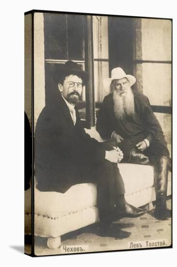 Anton Chekhov Russian Writer with Leo Tolstoy-null-Stretched Canvas