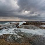 Cold Stormy Panoramic Seascape with Rushing Wave and Flowing Water-Anton Gorlin-Framed Stretched Canvas