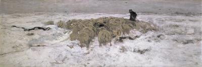 Flock of Sheep in the Snow-Anton Mauve-Giclee Print