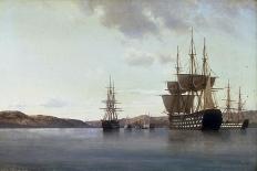 The Napoleon and other Men of War in Cherbourg Harbour, 1863-Anton Melbye-Framed Stretched Canvas