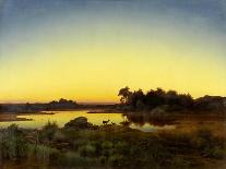 Rehe in Landschaft mit Sonnenuntergang. 1847-Anton Zwengauer-Framed Premium Giclee Print