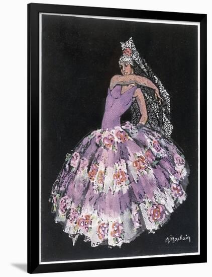 Antonia Argentina (Antonia Merce) Flamenco Dancer in "Cordoba" by Albeniz-Marguerite Mackain-Framed Art Print