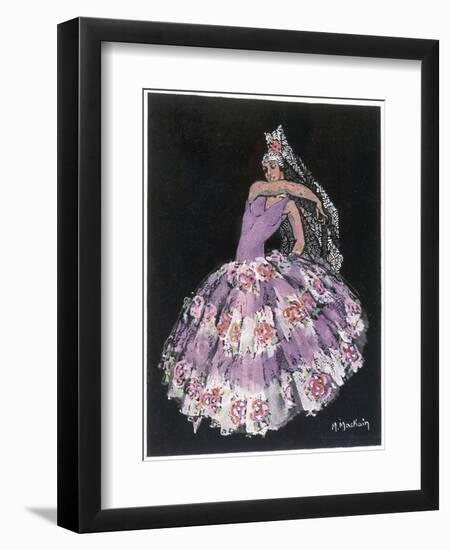 Antonia Argentina (Antonia Merce) Flamenco Dancer in "Cordoba" by Albeniz-Marguerite Mackain-Framed Art Print