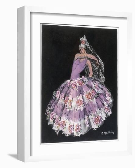 Antonia Argentina (Antonia Merce) Flamenco Dancer in "Cordoba" by Albeniz-Marguerite Mackain-Framed Art Print