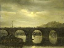 View of a Bridge of the Seine in Paris by Moonlight-Antonie Waldorp-Framed Art Print