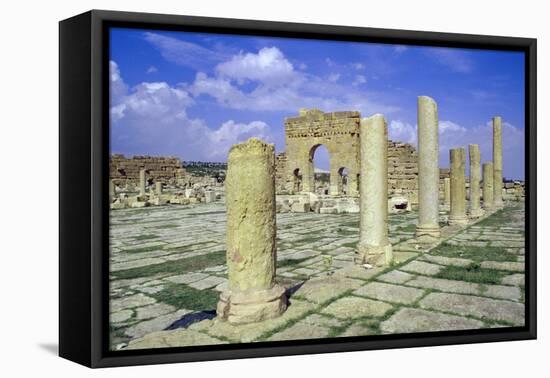 Antonine Gate and Ruined Pillars, Sbeitla, Tunisia-Vivienne Sharp-Framed Stretched Canvas