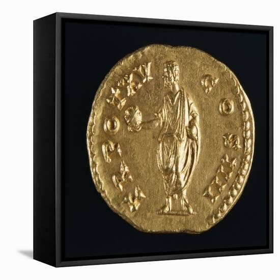 Antoninus Pius Aureus Bearing Image of Emperor Holding Globe, Roman Coins AD-null-Framed Stretched Canvas