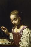 A Girl Sewing-Antonio Amorosi-Giclee Print