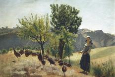 Landscape with Turkey Herd, 1875-1880-Antonio Berti-Giclee Print