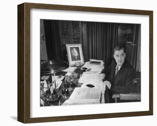 Antonio De Olivera Salazar Sitting at His Desk-Bernard Hoffman-Framed Photographic Print