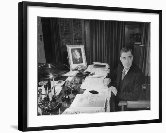 Antonio De Olivera Salazar Sitting at His Desk-Bernard Hoffman-Framed Photographic Print