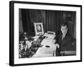 Antonio De Olivera Salazar Sitting at His Desk-Bernard Hoffman-Framed Photographic Print