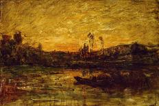 Fiery Sunset over the Marshes-Antonio Fontanesi-Giclee Print