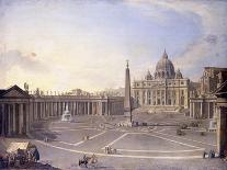 A View of St. Peter'S, Rome with Bernini's Colonnade and a Procession in Carriages-Antonio Joli-Giclee Print