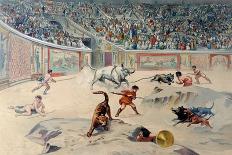 Gladiators Fighting Animals in the Circus at Pompeii-Antonio Niccolini-Giclee Print