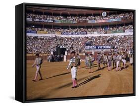 Antonio Ordonez and Luis Miguel Dominguin Greet Crowd Before a Mano Bullfight at Malaga Bullring-James Burke-Framed Stretched Canvas