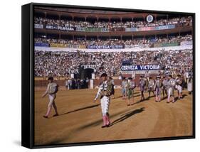 Antonio Ordonez and Luis Miguel Dominguin Greet Crowd Before a Mano Bullfight at Malaga Bullring-James Burke-Framed Stretched Canvas